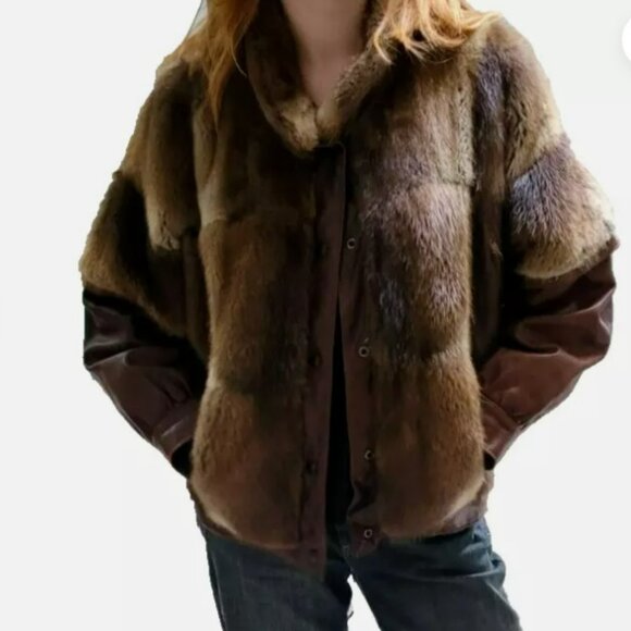 Vintage Fur & Leather Convertible Coat Vest | Removable Sleeves | S/M - Picture 3 of 16